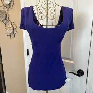 Jersey Knit Top Allison Brittney Scoop Neck Short Sleeve Tee in Royal Purple